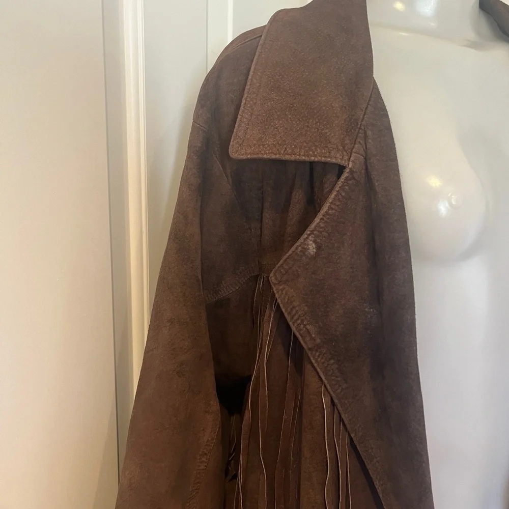 Vintage Brown real Suede Fringe western Jacket - Picture 4 of 15